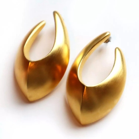 Givenchy Jewelry - Vintage GIVENCHY Brushed Gold Tone Statement Earrings Pierced Ear 80s 90s Signed